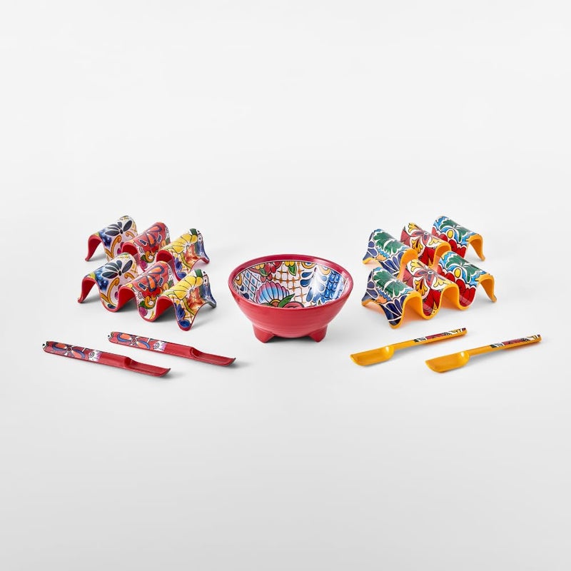 Prepara Taco Fiesta Set for 4, Multicolor Melamine Dishware - Image 1